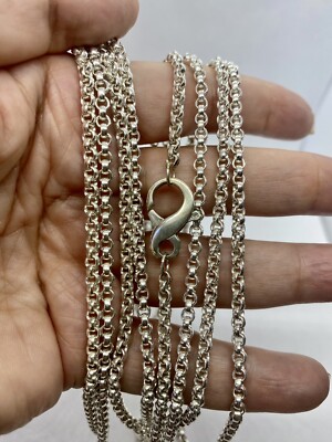 925 Sterling Silber Rollo 72'' lange Gliederkette Halskette 72,7 g