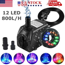 Submersible Water Pump with 12 LED 16W Lights for Fountain Pool Garden Pond Tank