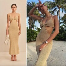 Cult Gaia Serita Knit Dress Sand NWT Women's L