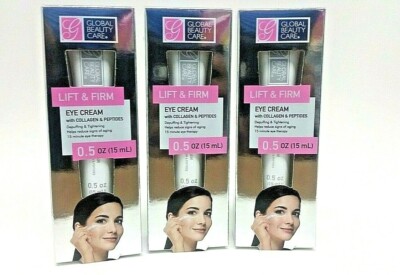 Lot Of 3 Global Beauty Lift And Firm Eye Cream With Collagen&peptides New SEALED