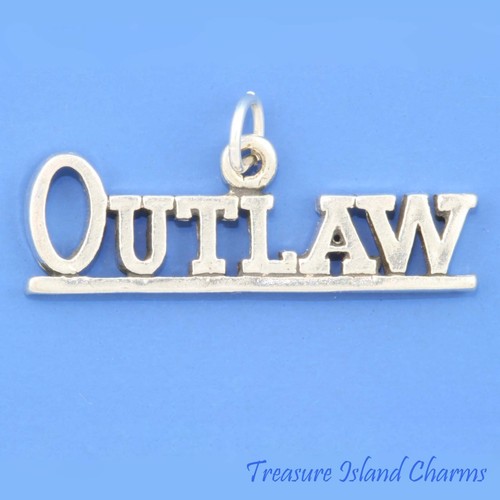 Outlaw Biker Motorcycle 925 Solid Sterling Silver Charm Pendant MADE IN USA - Picture 2 of 3