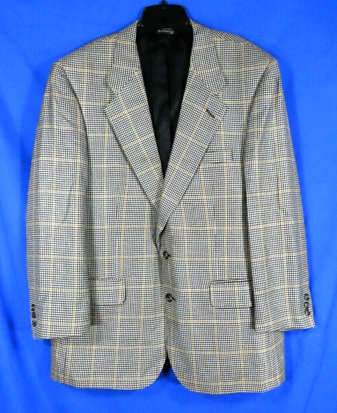 BURBERRY 3-Season Wool SPORT COAT BLAZER SUIT JACKET Houndstooth Check 44 R