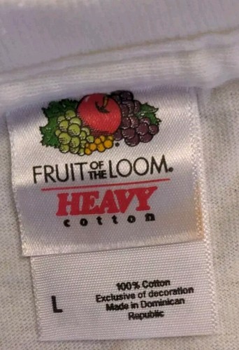 Fruit of the Loom Cotton Arizona T-Shirt sz L White knit Adult short sleeve MINT - Foto 5 di 9