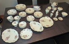 Rosenthal Germany Moss Rose Dinnerware Set and Sterling Silver Footed Dish Set