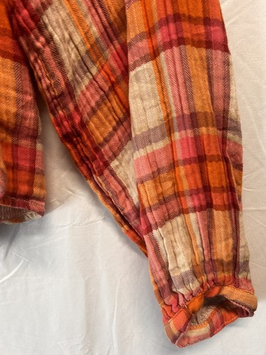 We The Free People Orange Tee Kombi Sienna Karo Pullover Bluse Gr. M Rüschen - Bild 9 von 9
