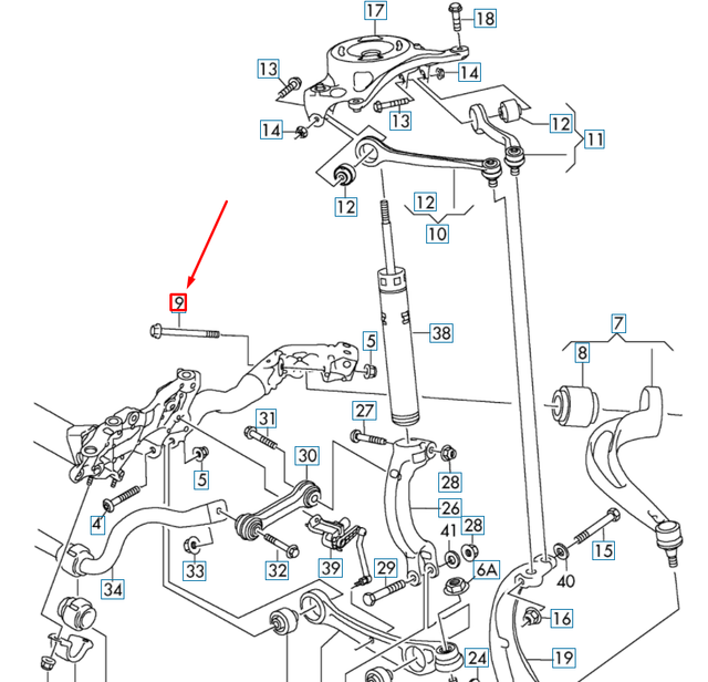AUDI A5 CABRIO 8F FRONT AXLE SUSPENSION HEX COLLARED BOLT N10731501