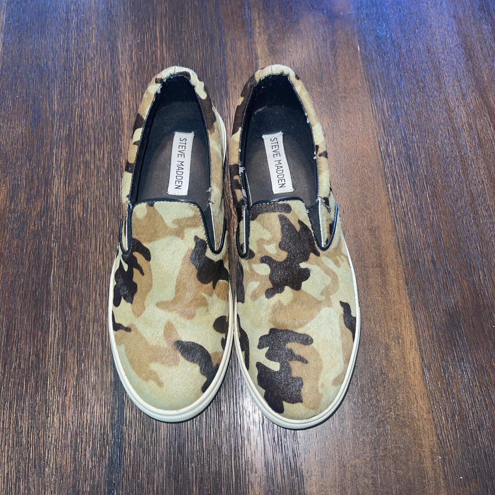 PONY Scarpe da donna Steve Madden verdi mimetiche capelli di cavallo slip on sneakers taglia 8