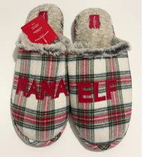 Mama Elf Plaid Faux Fur Bedroom Slippers Wondershop Christmas Size L 9/10 New
