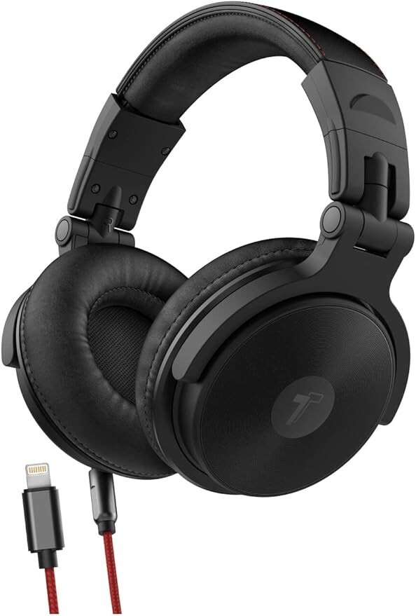 Over Ear DJ Headphones w Lightning Cable for iPhone Closed Back Studio Monitor-image