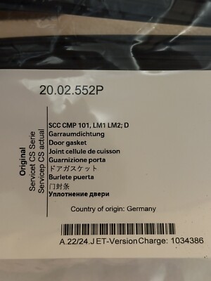 Rational SCC WE CMP iCombi Pro Classic 101 Garraumdichtung 20.02.552P Gasket