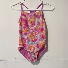 Speedo Girls Swimsuit Size L Multicolor Tie-Dyed Razor Back One Piece Set
