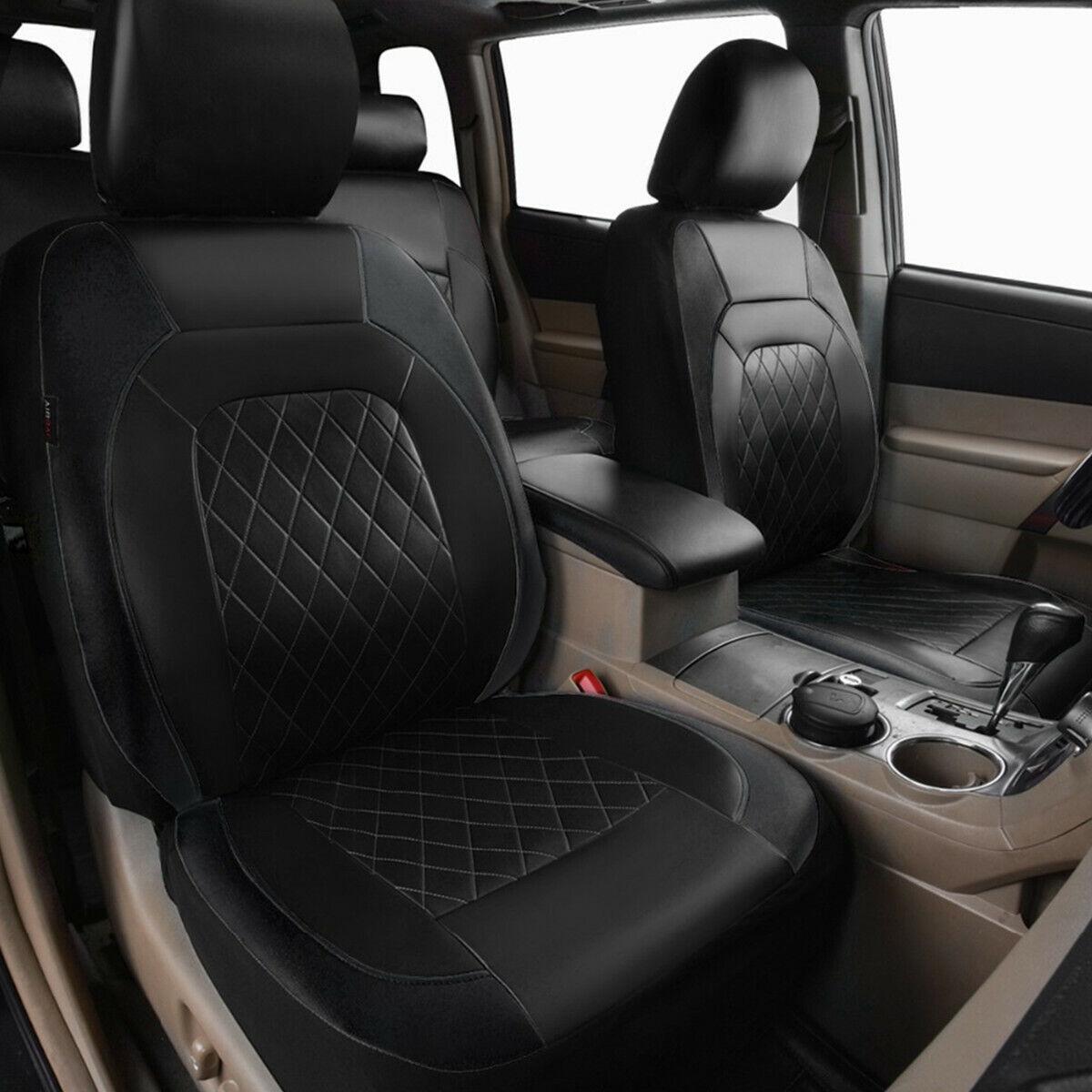Car Front Seat Covers Cushion Protector Diamond Pattern Comfortable PU Leather