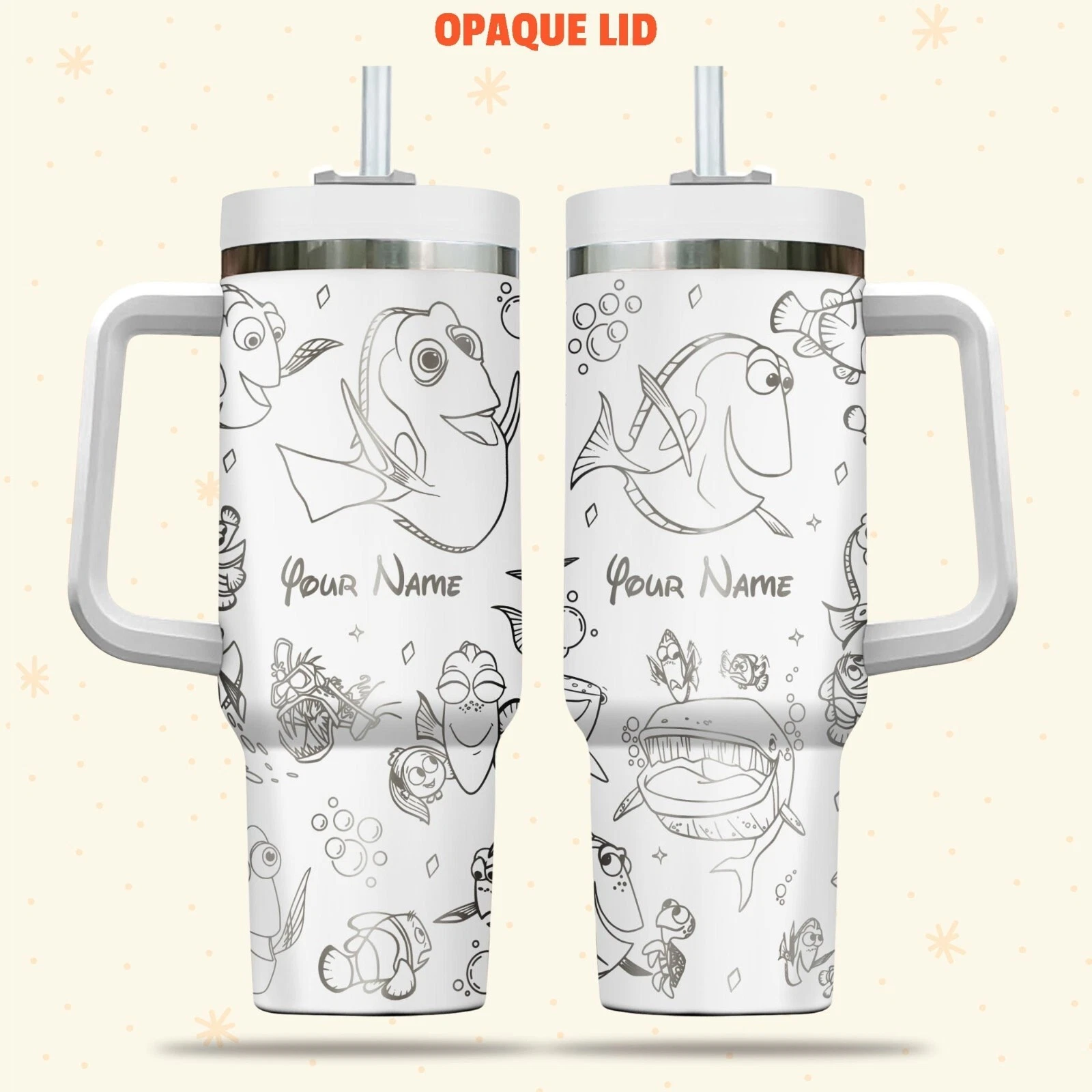 Custom Disney Finding Dory Tumbler, Disney Characters Laser Engraved 40oz