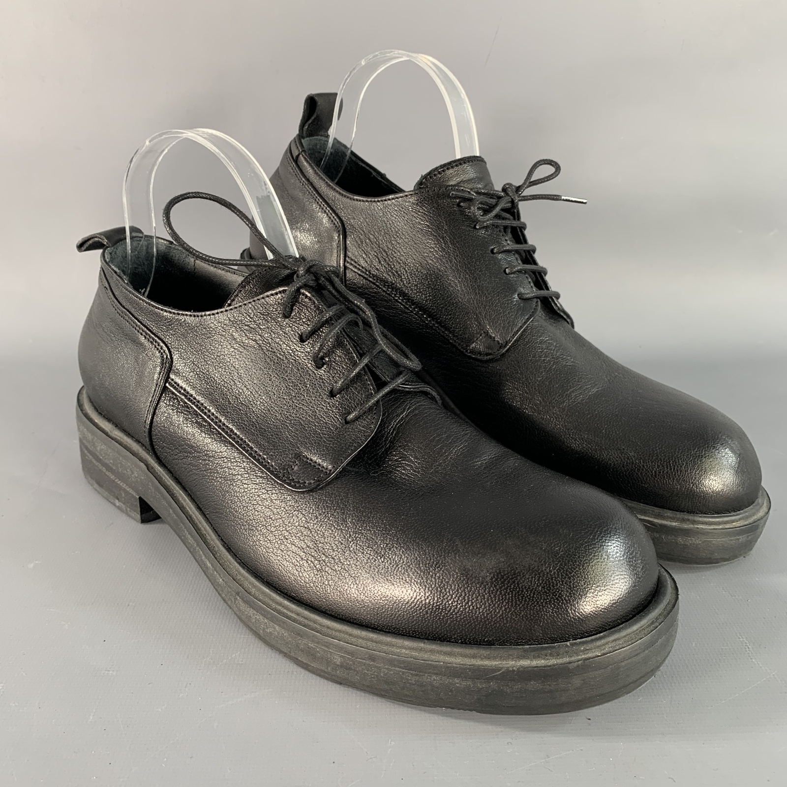 SAOLA Scarpe stringate OXS taglia 10 derby nere in pelle suola gomma