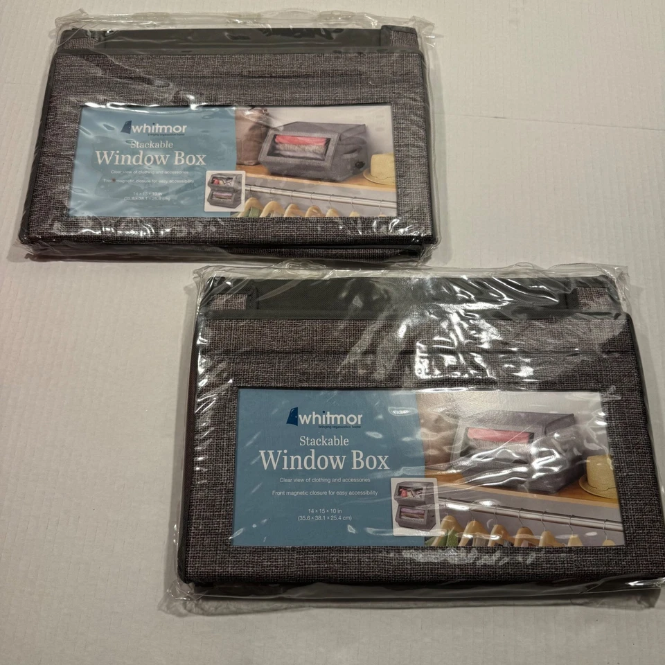 Комплект из 2 штабелируемых оконных коробок шкафов органайзеров бункеров для хранения с магнитной застежкой - Изображение 2 из 4