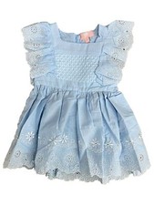 Infant  Toddler Girls Light Blue Sleeveless Cotton A-Line Baby Dress