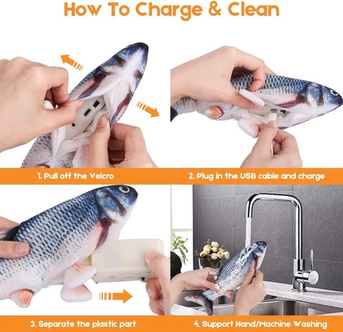 NEW! Beewarm Flopping Fish 2.0 Cat Toy with Catnip Bag - Picture 4 of 4