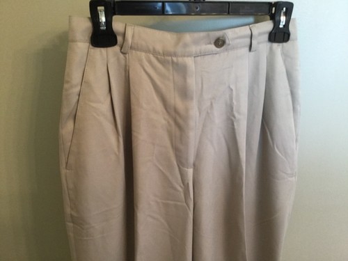 Lacoste Mujer Pantalones Largos 6 Nuevo Bronceado Beige Doble Plisado Puños  | eBay