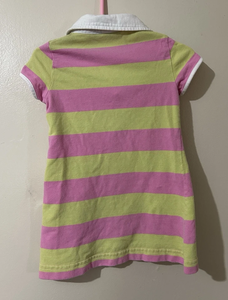 Vestido Hartstrings Niña 2T Rayas Rosa Verde Blanco Polo Informal Bordado Y2K Foto 2 de 4
