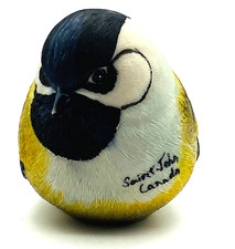 Bird Figurine Resin Flat Bottom 3x4 Detailed w Black and Yellow St John Canada