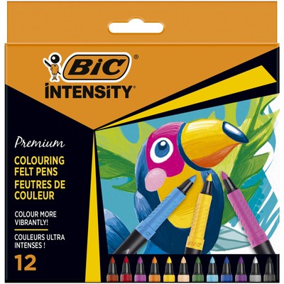 Bic Intensity Premium Felt Tip Pens for Adults and Children in 12 Colours with C