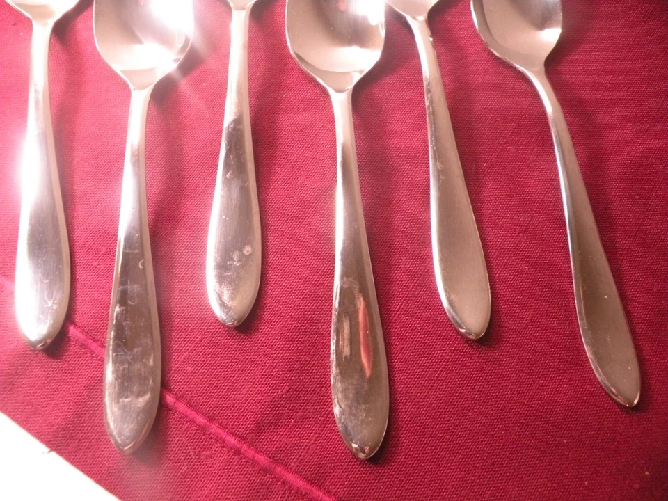 Set Of 6 Delia Teaspoons Cambridge Glossy Stainless Flatware 6 3/4" - Image 4 of 4