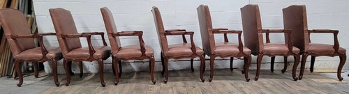 Hickory Chair Co Carved Wood and Leather Louis XV Style Bergere Armchairs - Picture 9 of 9