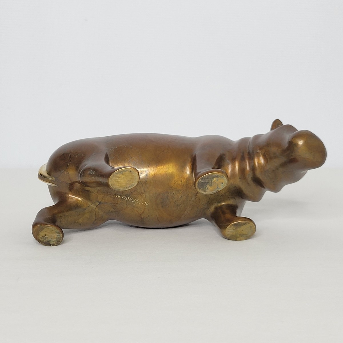 Loet Vanderveen Bronze Gold Tail Hippopatomus Hippo Sculpture