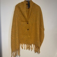 Tahari Woman  s Yellow Scarf Shall Wrap Buttons New