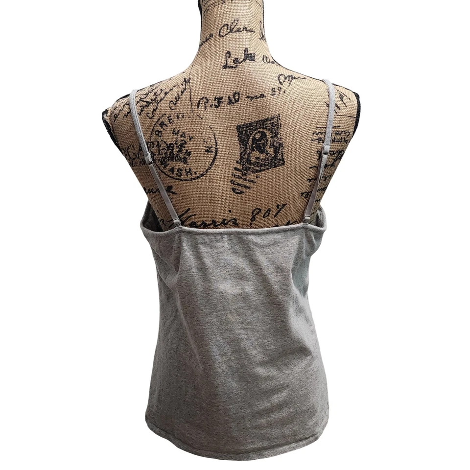 Camiseta regata Oscar de la Renta feminina cinza alça espaguete XXL mistura de algodão - Imagem 2 de 4