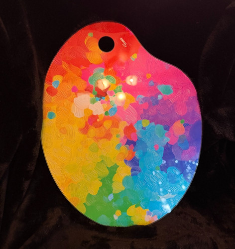 French Pylones Glass Cutting Board Artist Palette Rainbow Trivet Serving Platter