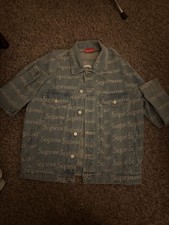 Supreme Blue Allover Logo Print Jean Jacket B...