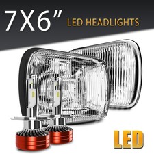 5x7 7x6Inch H6054 Glass Housing, H4/9003 LED Headlights, Off-road Fog Lights Set