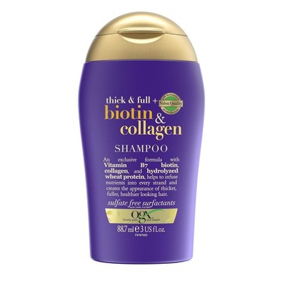 OGX Biotin & Collagen Shampoo 88,7ml - Volumenpflege, Nährstoffreich, Reisegröße