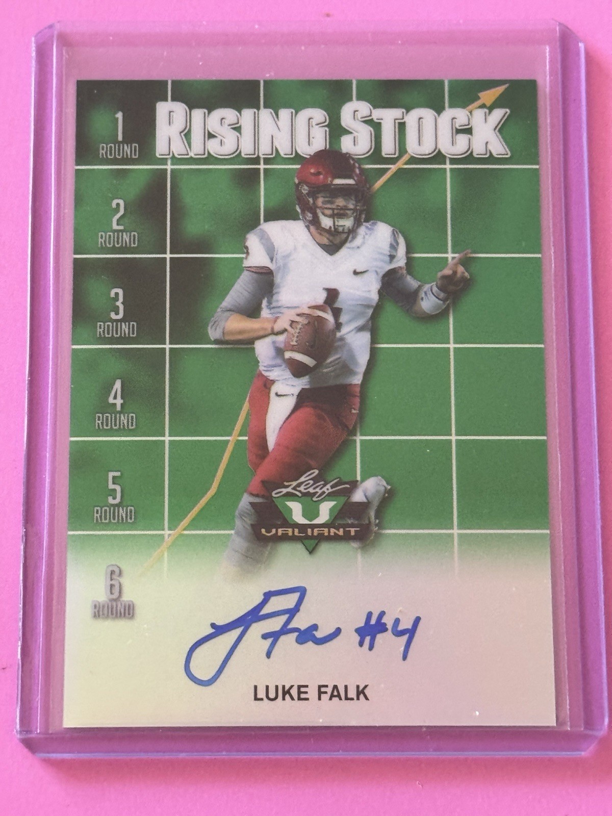 Luke Falk Leaf Valiant Autographs #LF1 Green