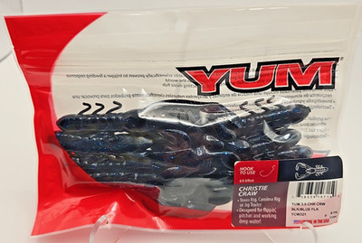 Yum Christie Craw Soft Plastic Crawfish 3-1/2'' Black/Blue Flake 8/Bag YCW321