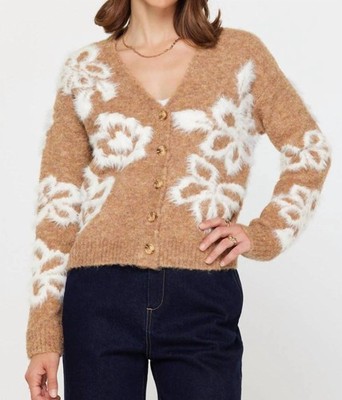 Current Air Fuzzy Sweater Cardigan Camel