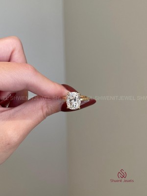 2Ct Oval Cut Lab Diamond Hidden Halo Ring 10K Yellow Gold VS1/E IGI Certified