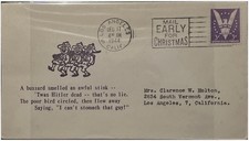 POSTAL HISTORY Los Angeles California 1944 WW2 Celebrating Hitler Dead