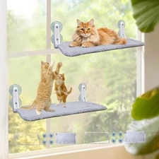 2 PC L Heavy Duty Cat Window Perch, 50 lbs, Foldable Hammock, Suction Cups