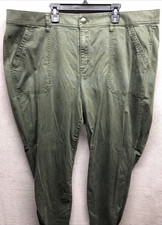 Lane Bryant Pants Plus Size 26 Green Tapered Leg Zipper Slash Pockets