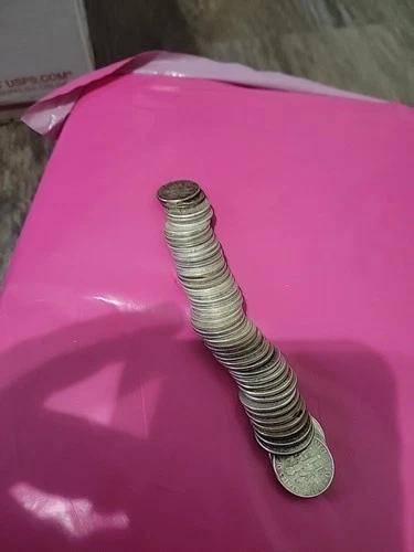 Roll of Silver Roosevelt Dimes. Various years and Mints, 50 Dimes at 90% silver