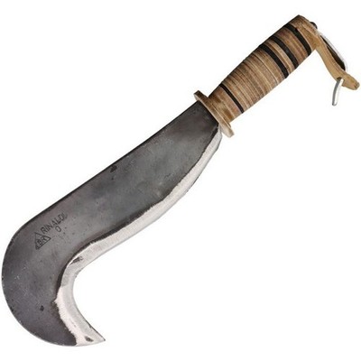 BR Rinaldi Lucca Billhook Knife Spring Steel Blade Stacked Leather Handle 130N0