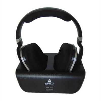 Artiste ADH300 UHF RF Wireless Over-Ear Stereo Headphones w/ Base, Mic