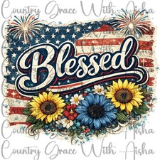 Blessed USA Bandera Sublimación Transferencia Listo para Prensar Transferencia de Calor Paquete de 6