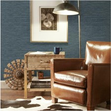 Navy Grasscloth Pattern Wallpaper, 28.19 sq ft