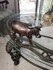 Vintage Wooden Water Buffalo Hand Carved Sculpture Statue Wood Art 7.5  