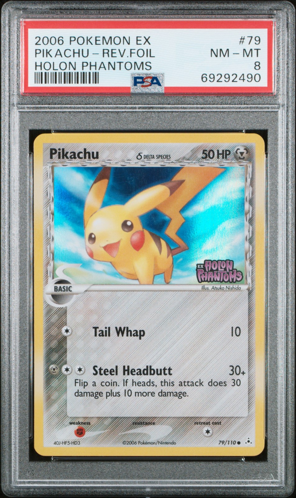 PSA 8 Pokemon TCG 2006 Pokemon Ex Holon Phantoms #79 Pikachu-Rev.Foil NM-MT