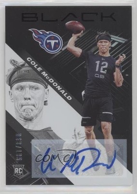 2020 Panini Black Rookies Auto 63/199 Cole McDonald #179 Rookie Auto RC 01l2