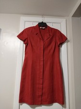 Talbots Linen Shirt Dress Vintage Size 4 Petite Rust Color Short Hidden Buttons